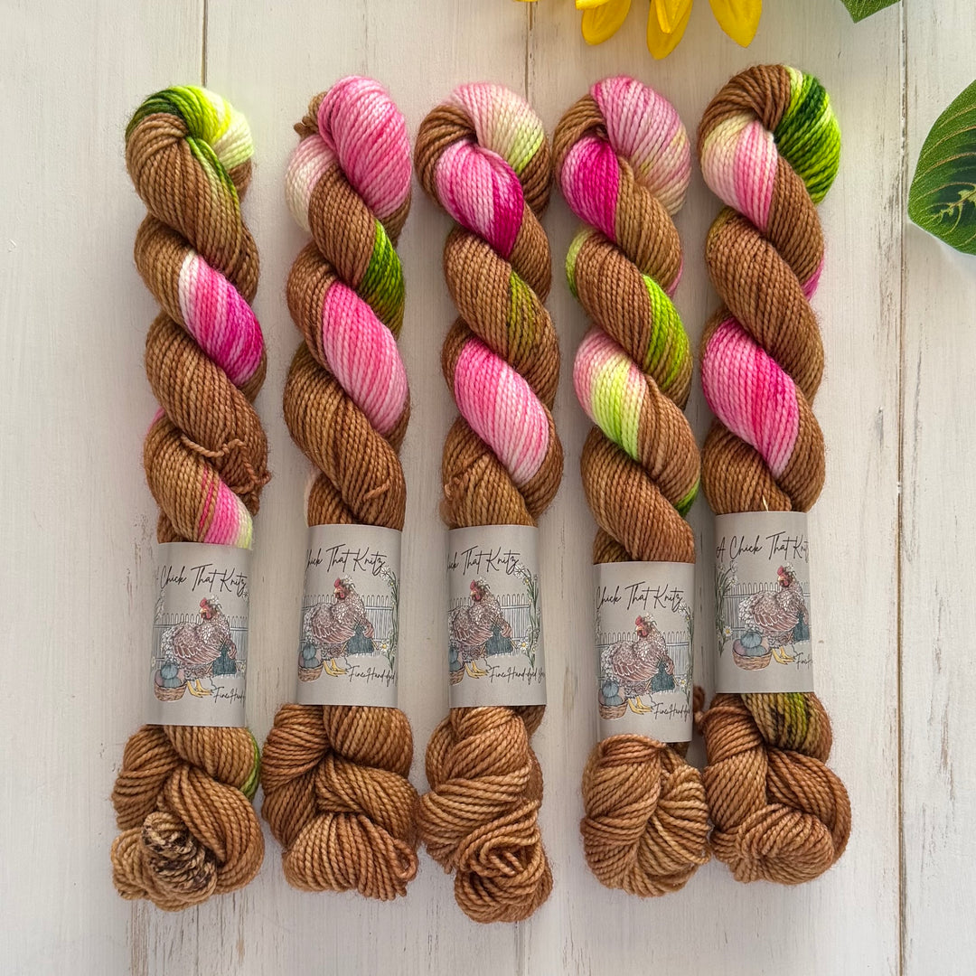 "Hibiscus" Mini Sock Hand-dyed Yarn - Assigned Pooling