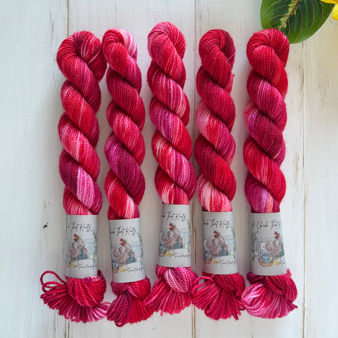 "Cherry" Mini Sock Hand-dyed Yarn