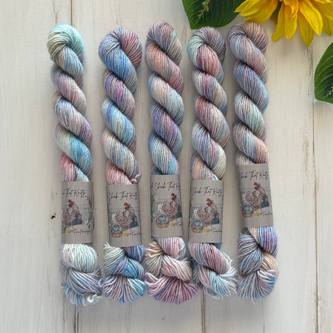 "Cloud Dancer" - Singles Fingering Mini Hand-Dyed Yarn