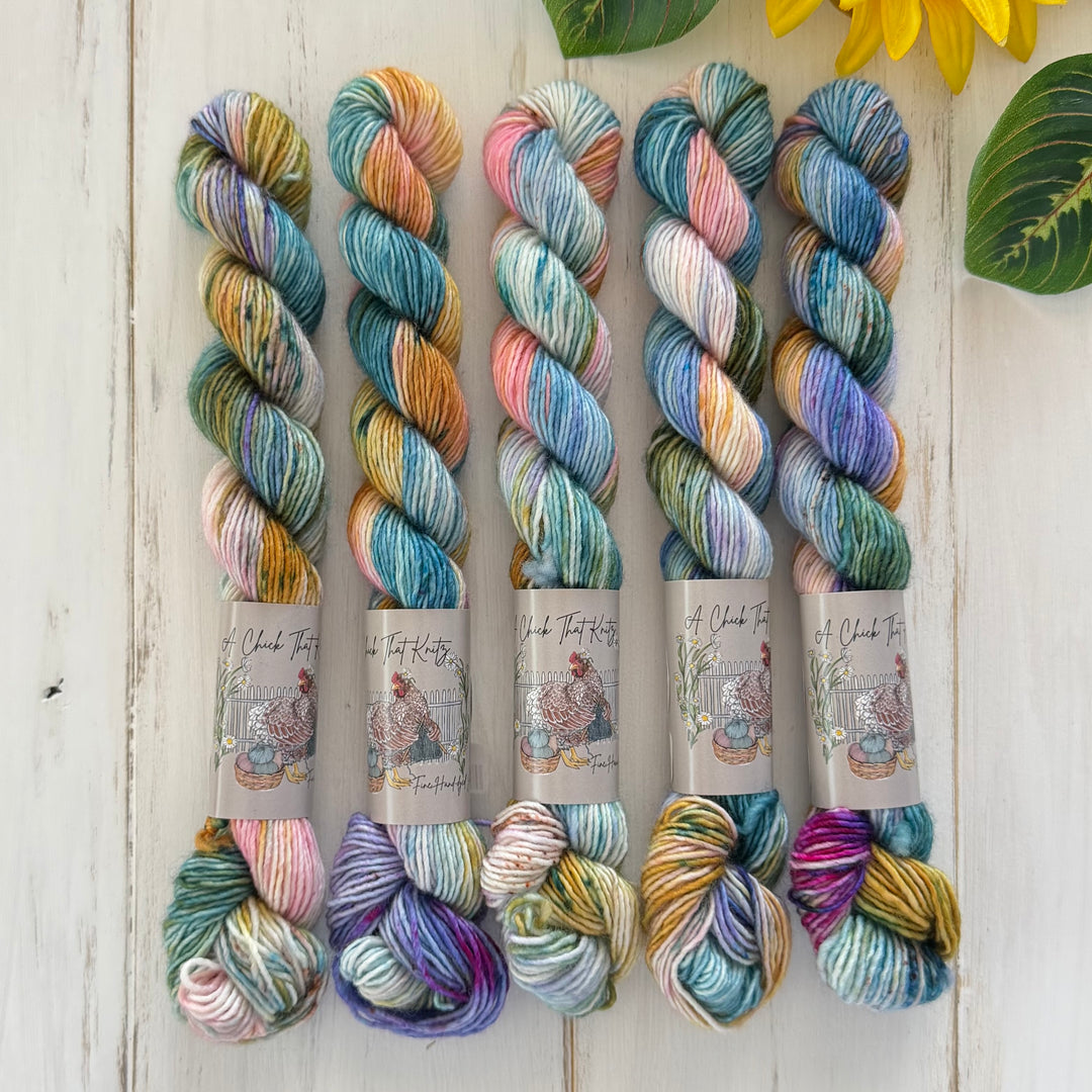 "Elegance" - Singles Fingering Mini Hand-Dyed Yarn