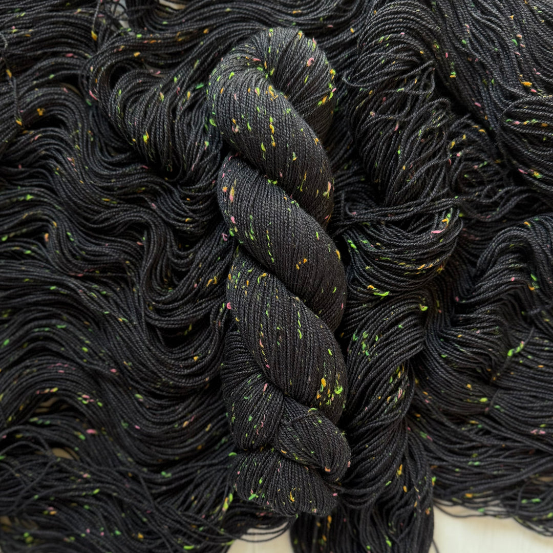 "Spider Web" Neon Tweed Sock Hand-Dyed Yarn
