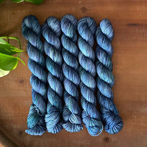 "Deep Blue Sea" Mini Sock Hand-dyed Yarn