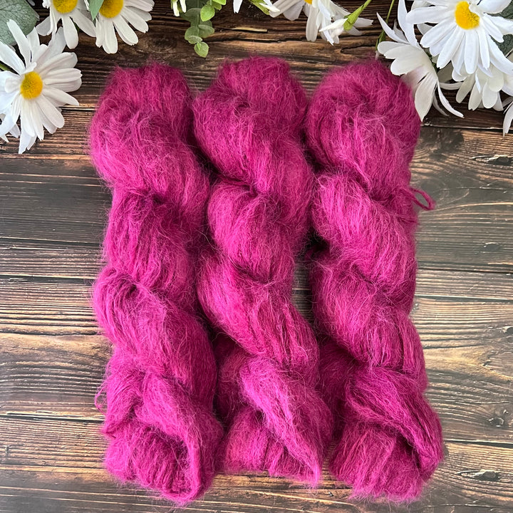 "Raspberry Sorbet" Suri Alpaca Hand-dyed Yarn