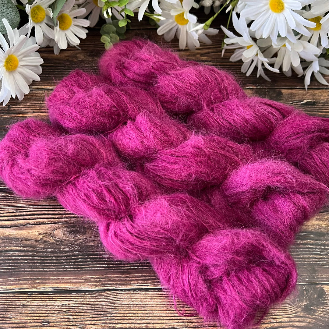 "Raspberry Sorbet" Suri Alpaca Hand-dyed Yarn