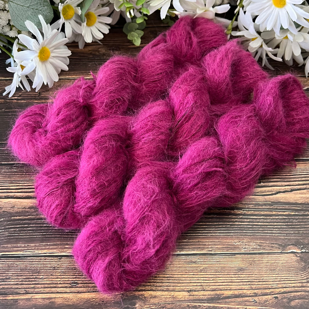 "Raspberry Sorbet" Suri Alpaca Hand-dyed Yarn