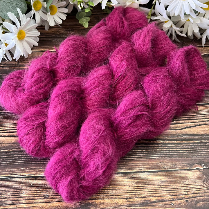 "Raspberry Sorbet" Suri Alpaca Hand-dyed Yarn