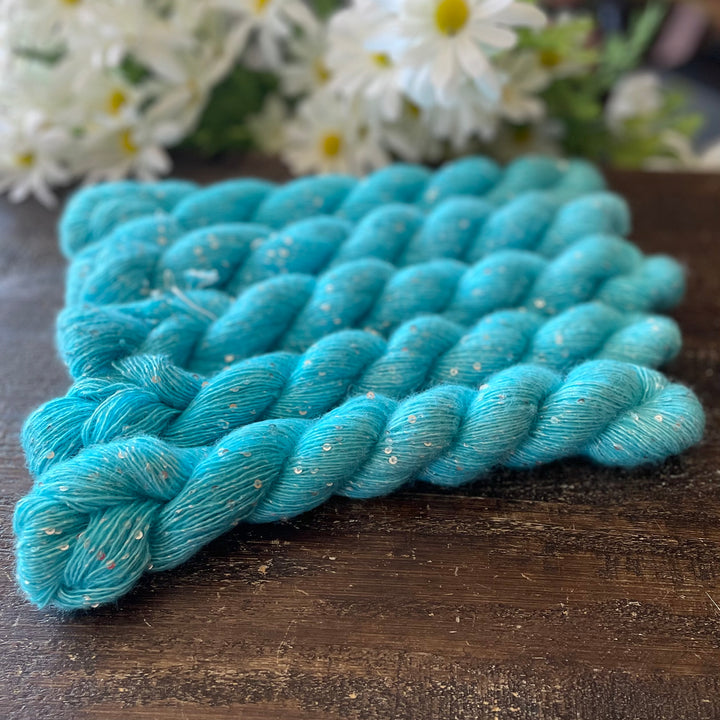 "Turquoise" Sequin Hand-Dyed Yarn