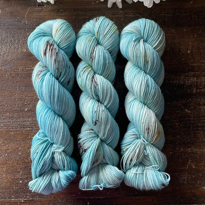 "Robin's Egg" Deluxe Sparkle Fingering Hand-dyed Yarn