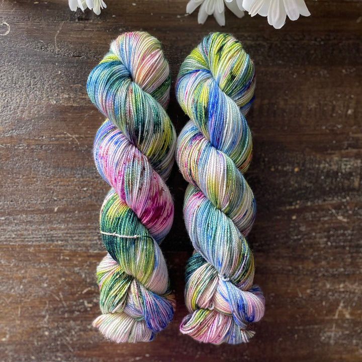 "Wildflowers" Deluxe Sparkle Fingering Hand-dyed Yarn