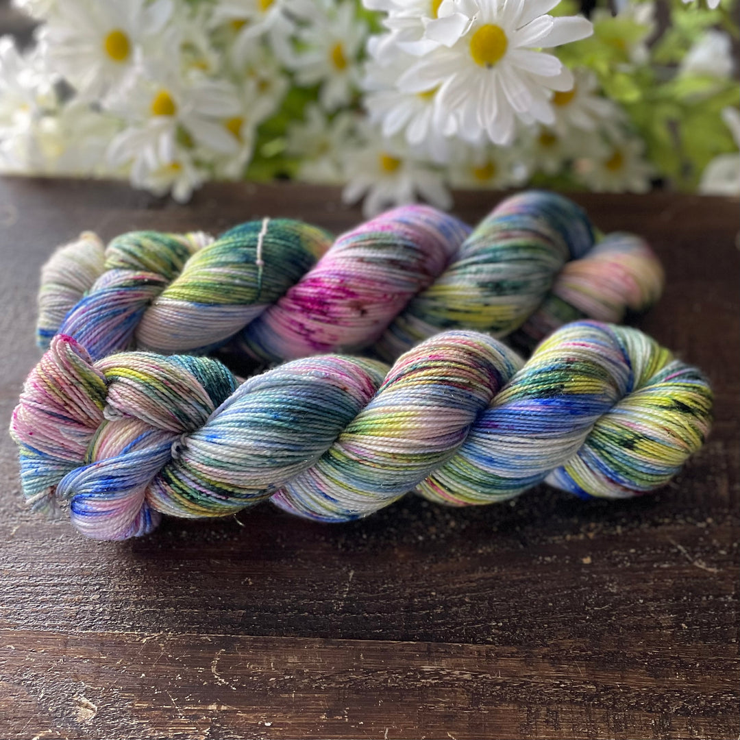 "Wildflowers" Deluxe Sparkle Fingering Hand-dyed Yarn