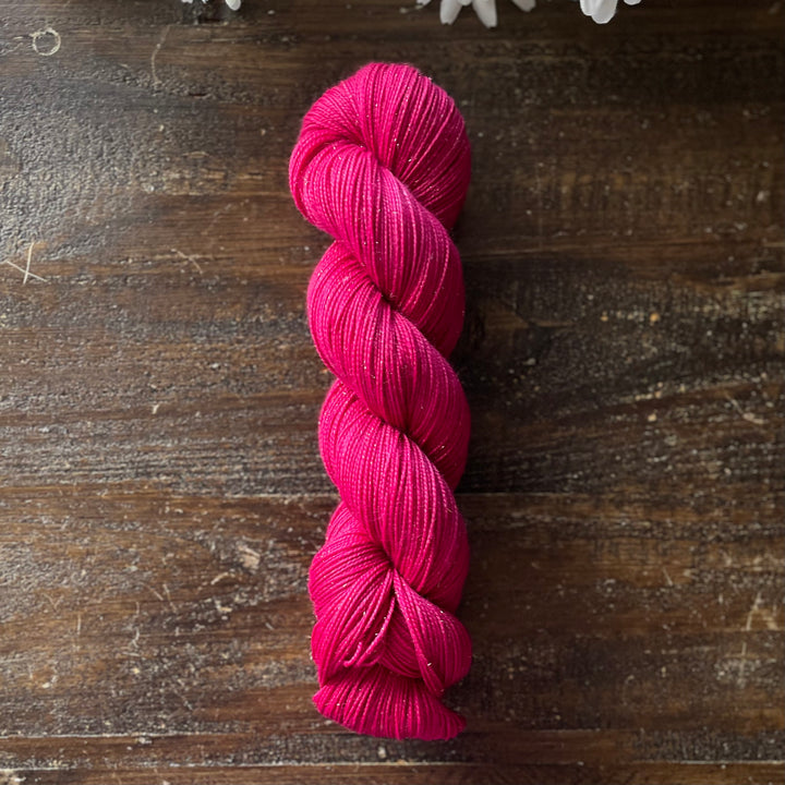 "Pink Quartz" Deluxe Sparkle Fingering Hand-dyed Yarn