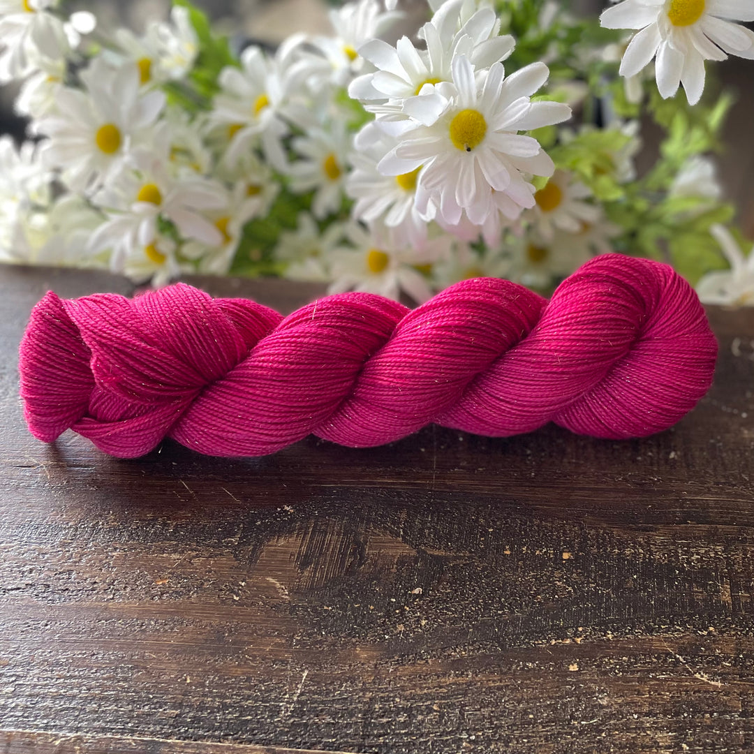 "Pink Quartz" Deluxe Sparkle Fingering Hand-dyed Yarn