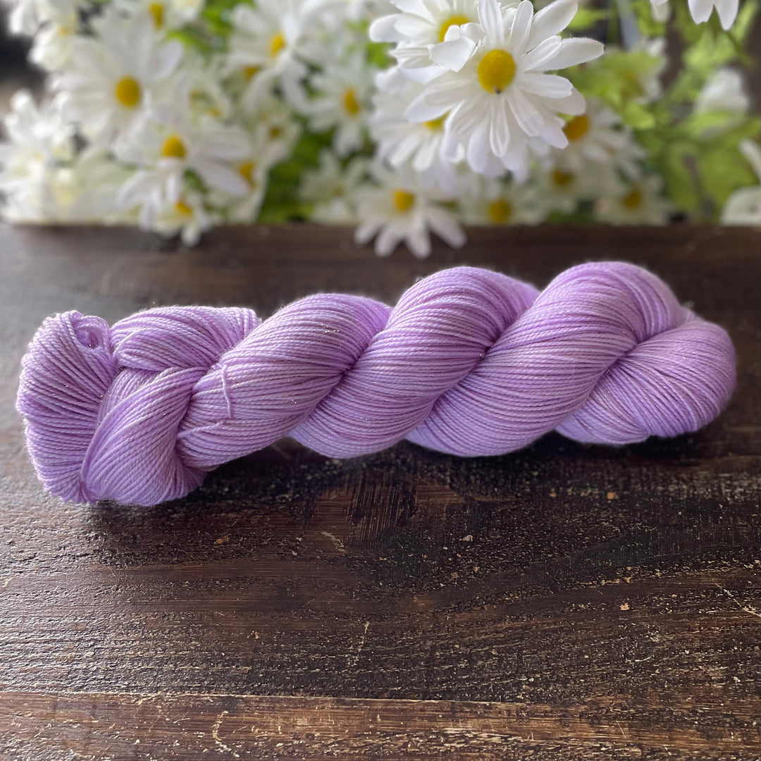 "Lilac" Deluxe Sparkle Fingering Hand-dyed Yarn