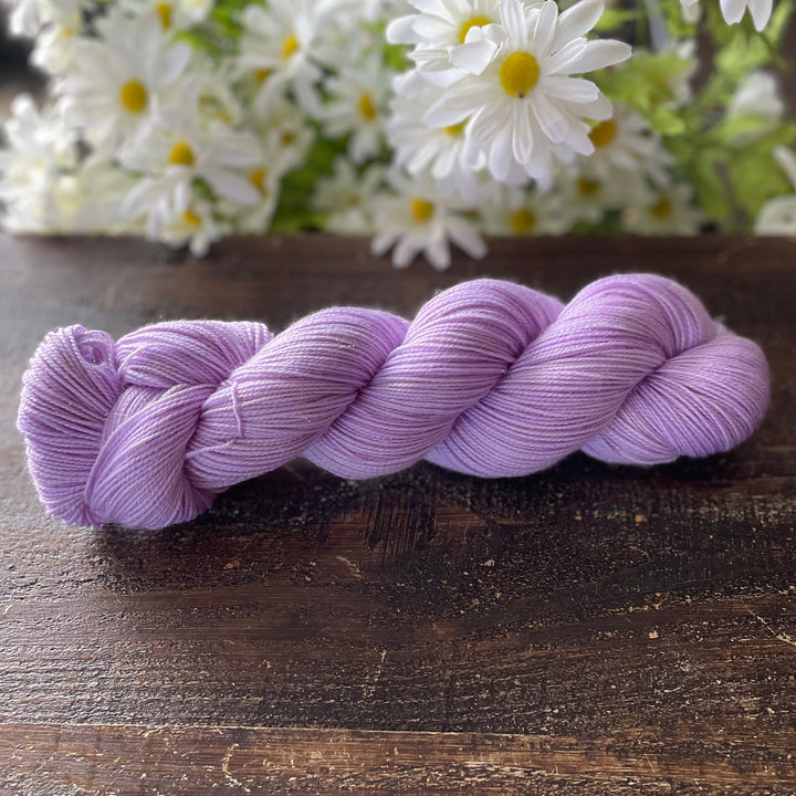 "Lilac" Deluxe Sparkle Fingering Hand-dyed Yarn