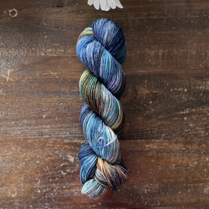 "Sea Nymph" Deluxe Sparkle Fingering Hand-dyed Yarn