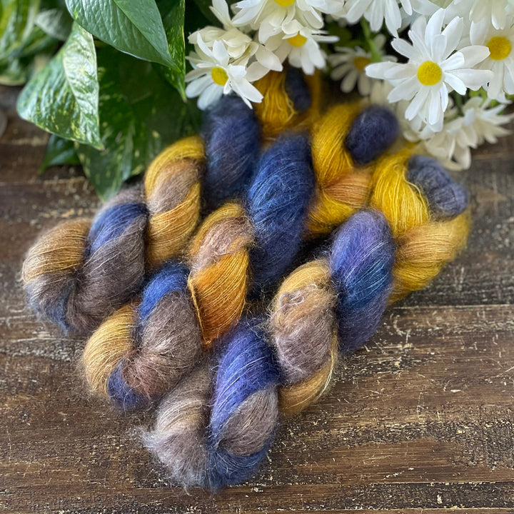 "Midnight Bloom" Kidsilk Mohair Hand-dyed Yarn