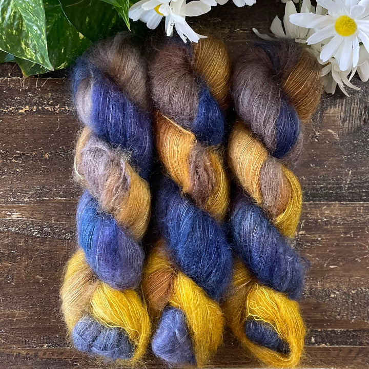 "Midnight Bloom" Kidsilk Mohair Hand-dyed Yarn
