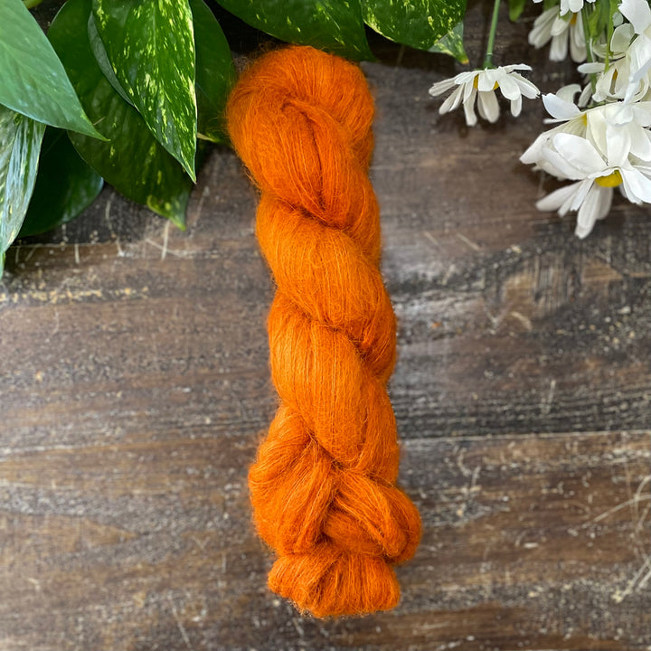 "Pumpkin Spice" Suri Alpaca Hand-dyed Yarn