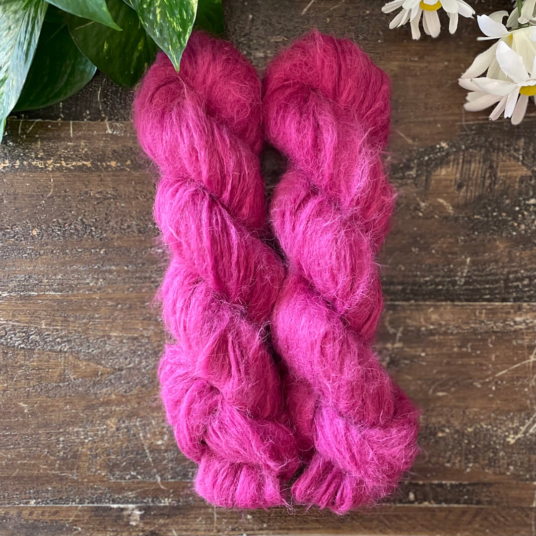 "Raspberry Sorbet" Suri Alpaca Hand-dyed Yarn