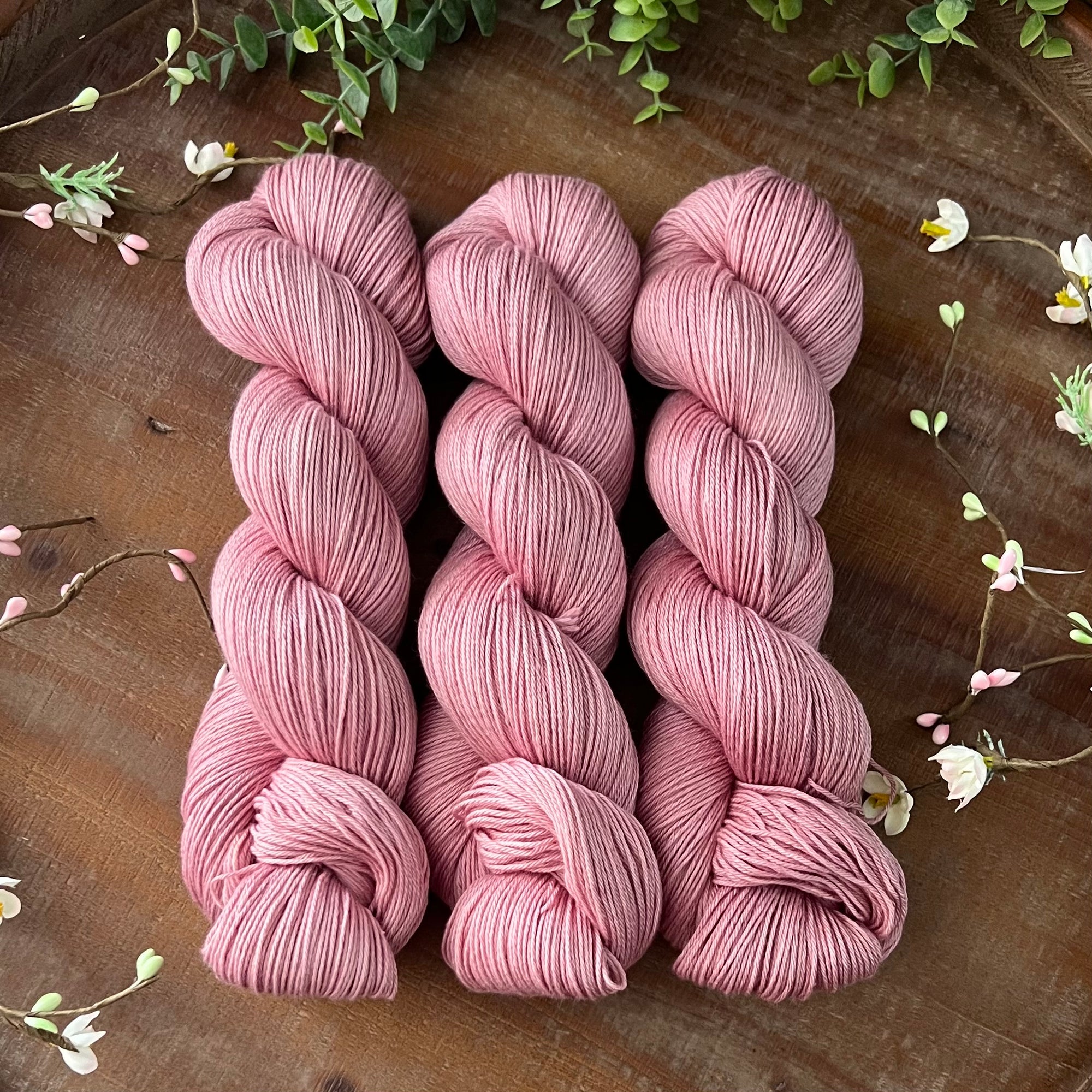 "Dusty Rose" Merino Cotton 50/50 Hand-dyed Yarnm