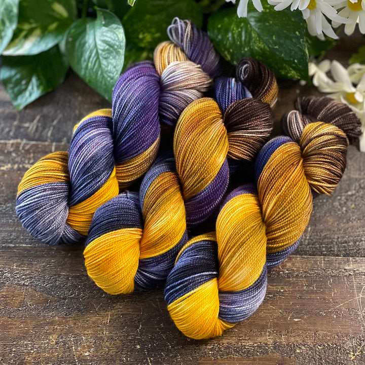 "Midnight Bloom" Hand-dyed Yarn - Deluxe Sock