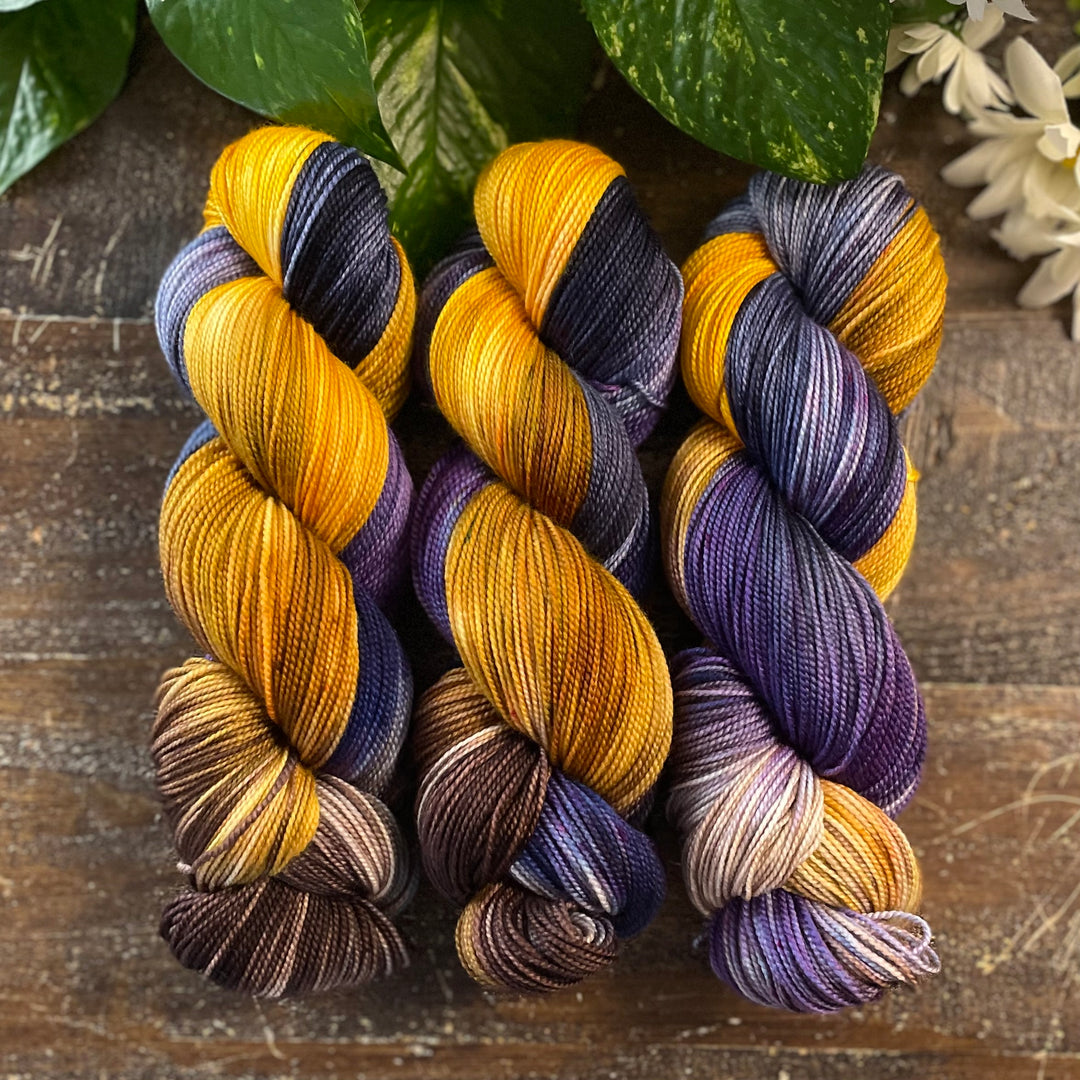 "Midnight Bloom" Hand-dyed Yarn - Deluxe Sock