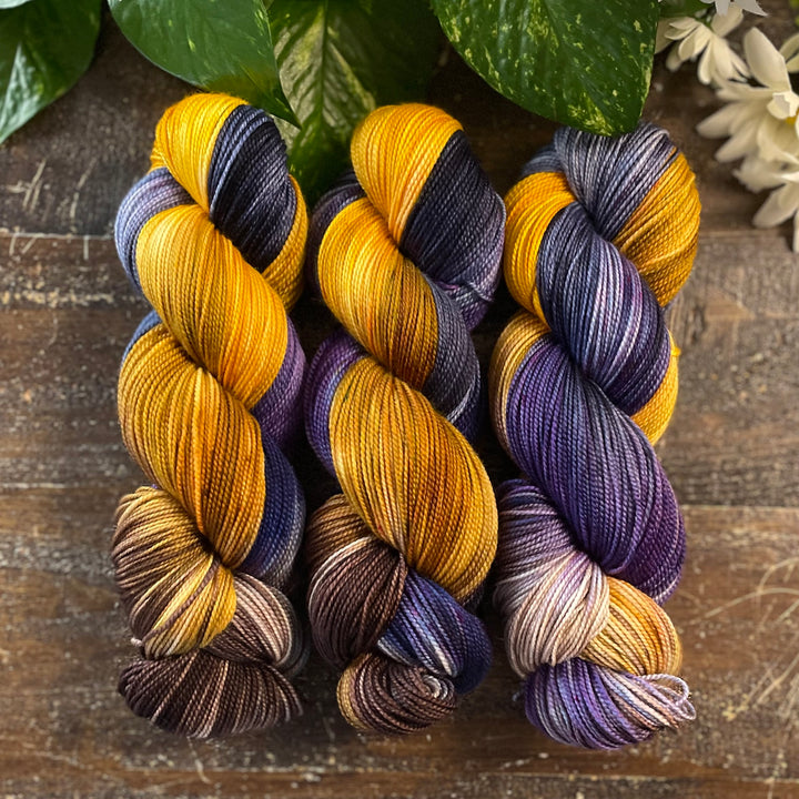 "Midnight Bloom" Hand-dyed Yarn - Deluxe Sock