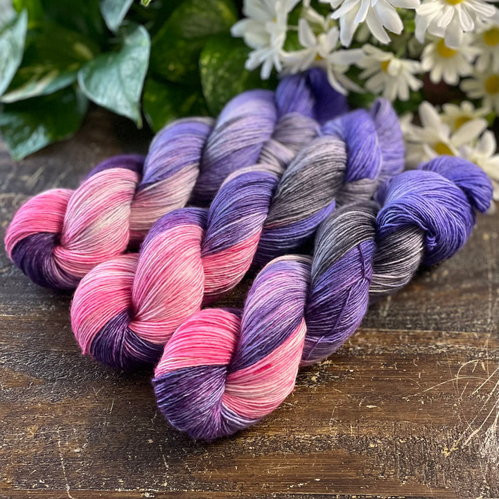 "Violets" Hand-dyed Yarn - Singles Fingering
