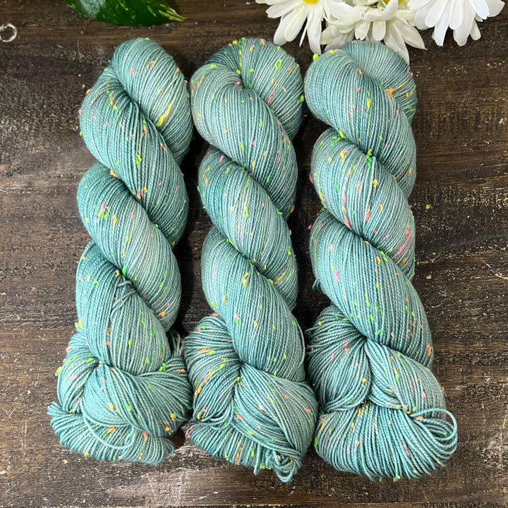 "Clary Sage" Neon Tweed Sock Hand-Dyed Yarn