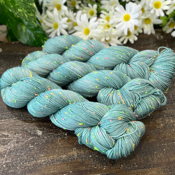 "Clary Sage" Neon Tweed Sock Hand-Dyed Yarn