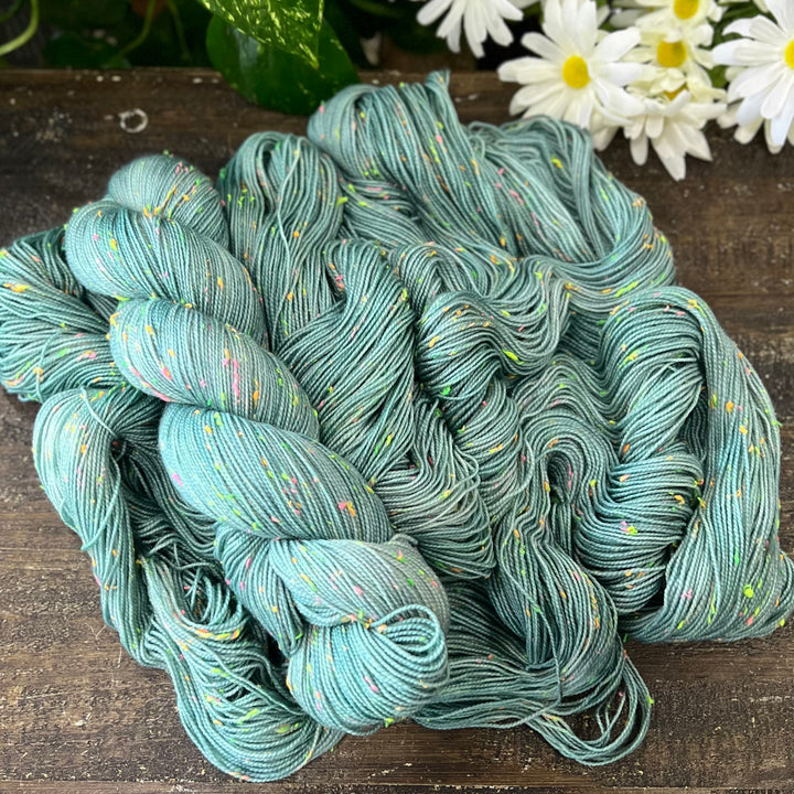 "Clary Sage" Neon Tweed Sock Hand-Dyed Yarn