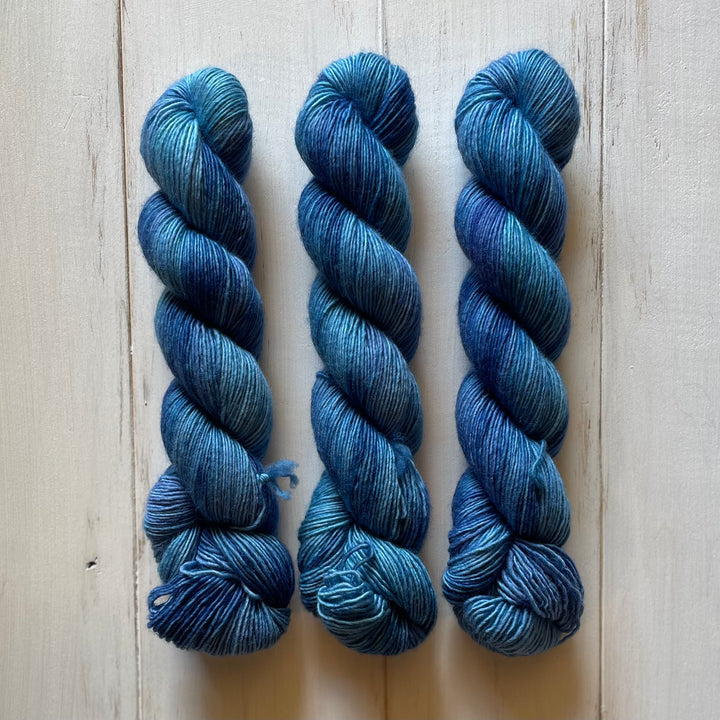 "Dusty Blue" Singles Fingering 50gm Hand-Dyed Yarn