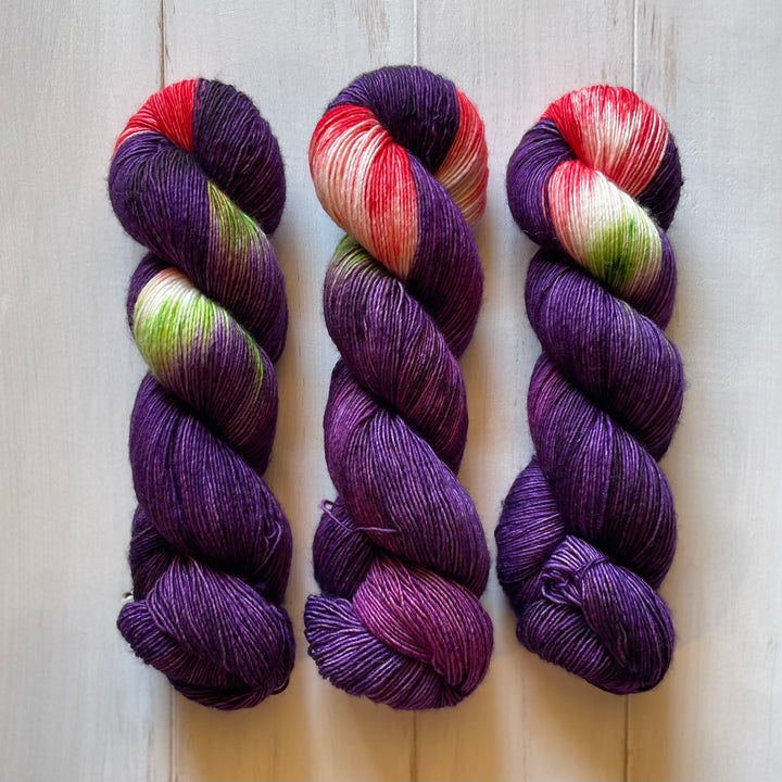 "Purple Pansy" Assigned Pooling Hand-Dyed Yarn