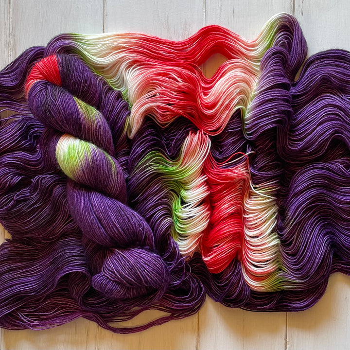 "Purple Pansy" Assigned Pooling Hand-Dyed Yarn