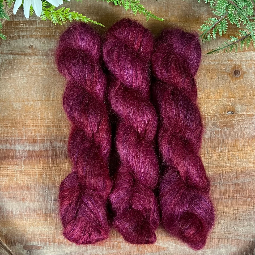 "Burgundy Wine" Kidsilk Mohair Hand-dyed Yarn