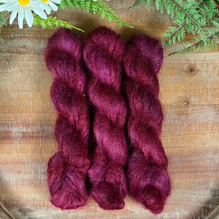 "Burgundy Wine" Kidsilk Mohair Hand-dyed Yarn