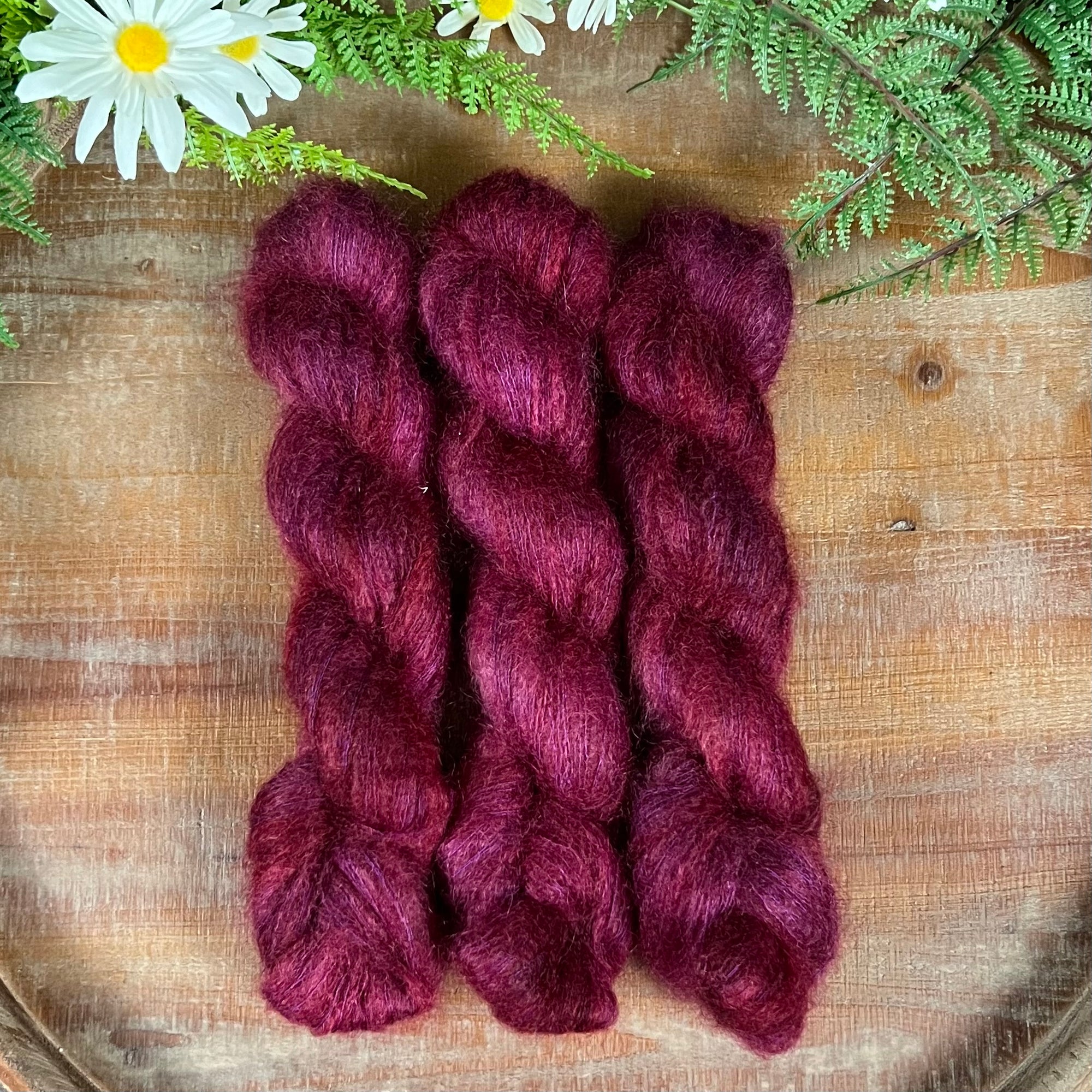 "Burgundy Wine" Kidsilk Mohair Hand-dyed Yarn