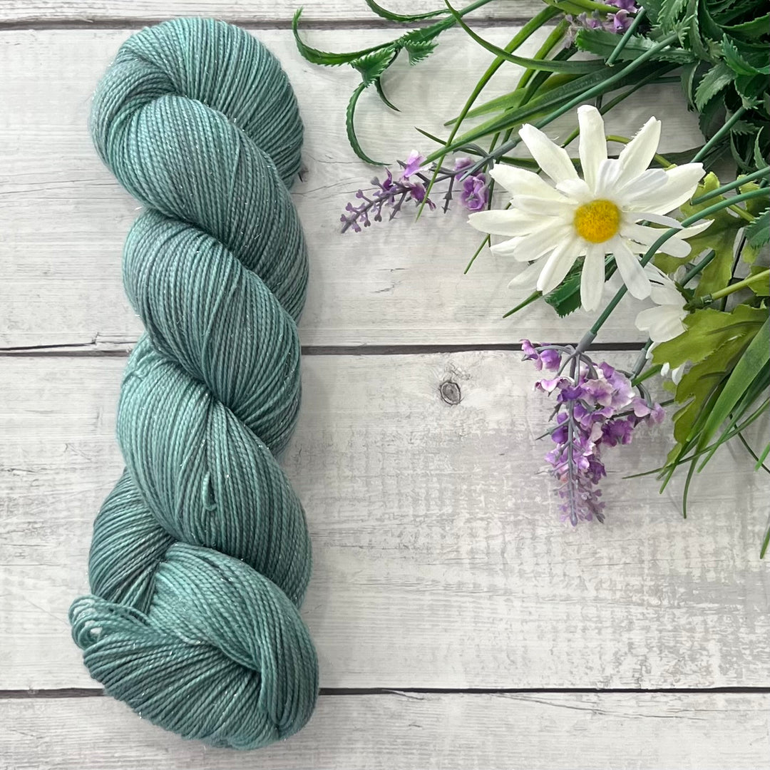 "Clary Sage" Deluxe Sparkle Fingering Hand-dyed Yarn