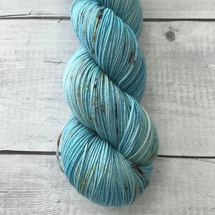 "Robin's Egg" Deluxe Sparkle Fingering Hand-dyed Yarn