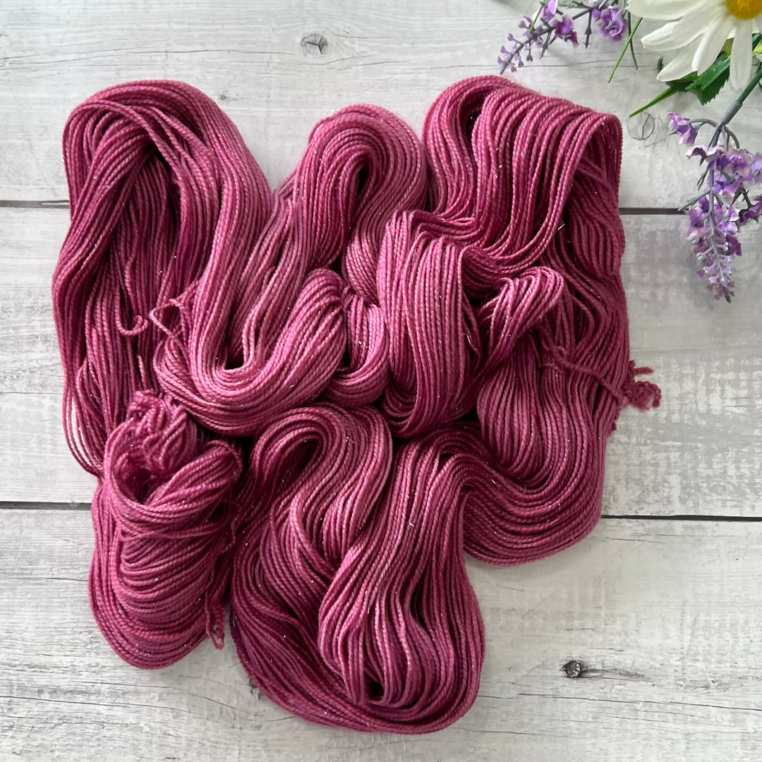 "Plumeria" Deluxe Sparkle Fingering Hand-dyed Yarn