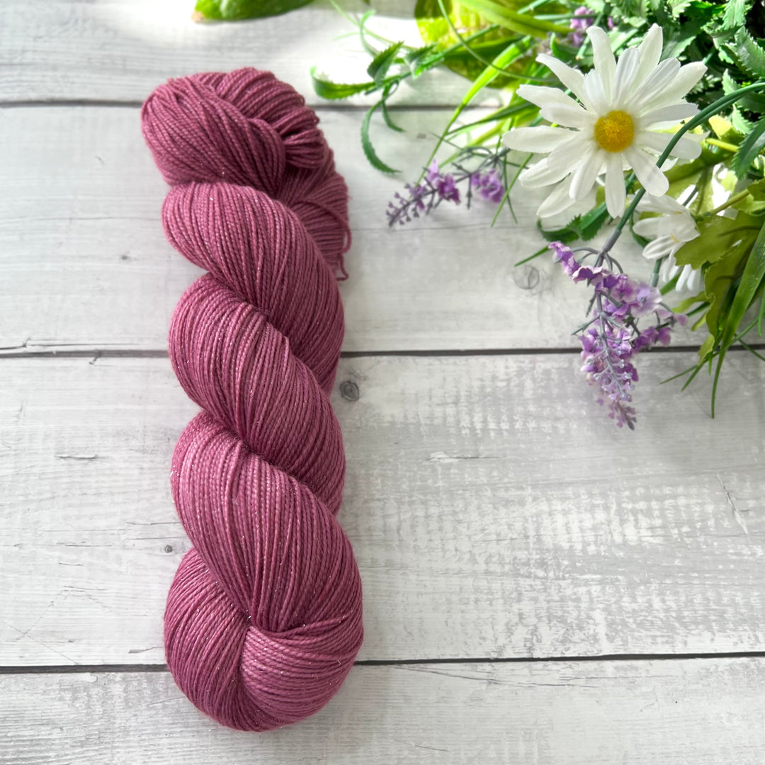 "Plumeria" Deluxe Sparkle Fingering Hand-dyed Yarn