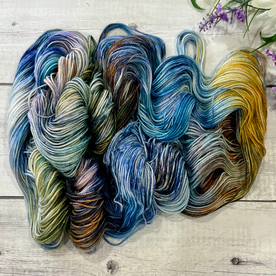 "Sea Nymph" Deluxe Sparkle Fingering Hand-dyed Yarn