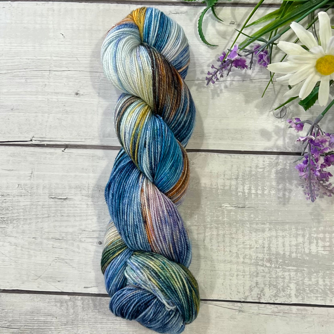 "Sea Nymph" Deluxe Sparkle Fingering Hand-dyed Yarn