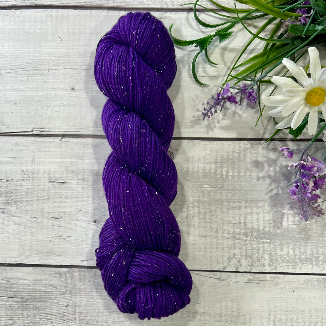 "Amethyst" Deluxe Sparkle Fingering Hand-dyed Yarn