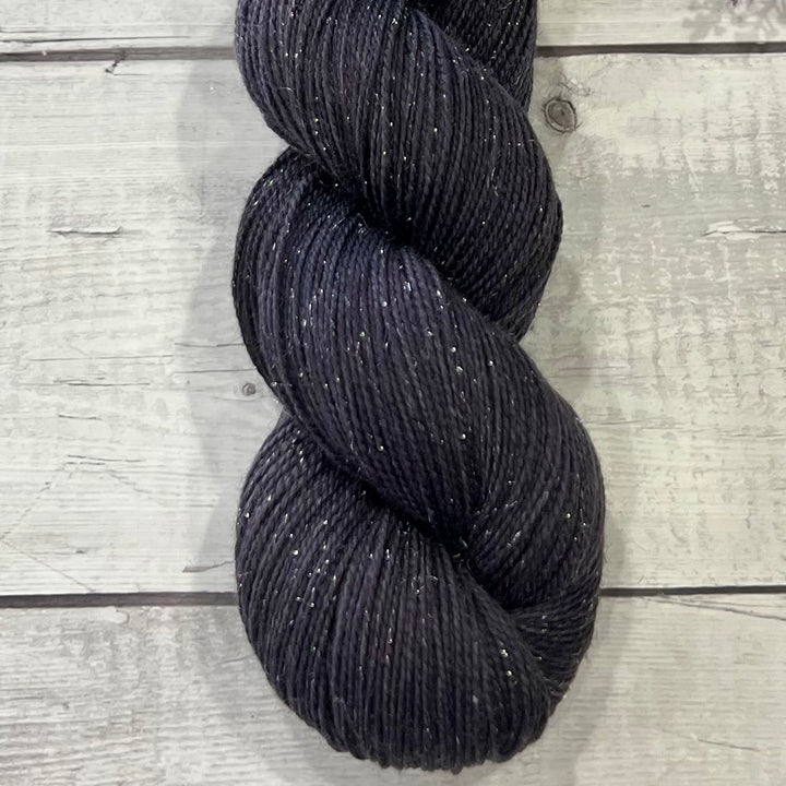 "Onyx" Deluxe Sparkle Fingering Hand-dyed Yarn