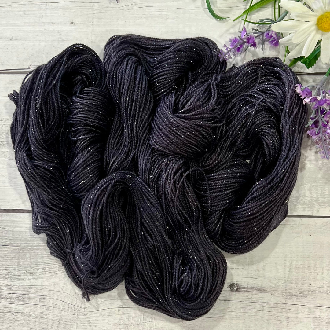 "Onyx" Deluxe Sparkle Fingering Hand-dyed Yarn