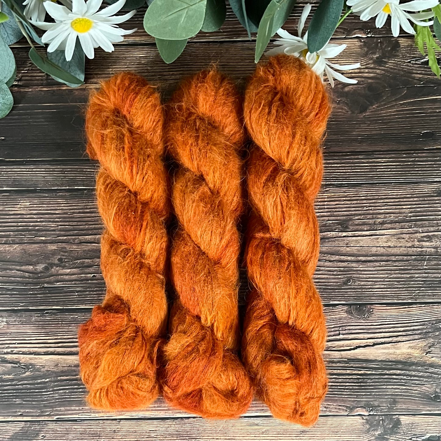 "Pumpkin Spice" Suri Alpaca Hand-dyed Yarn