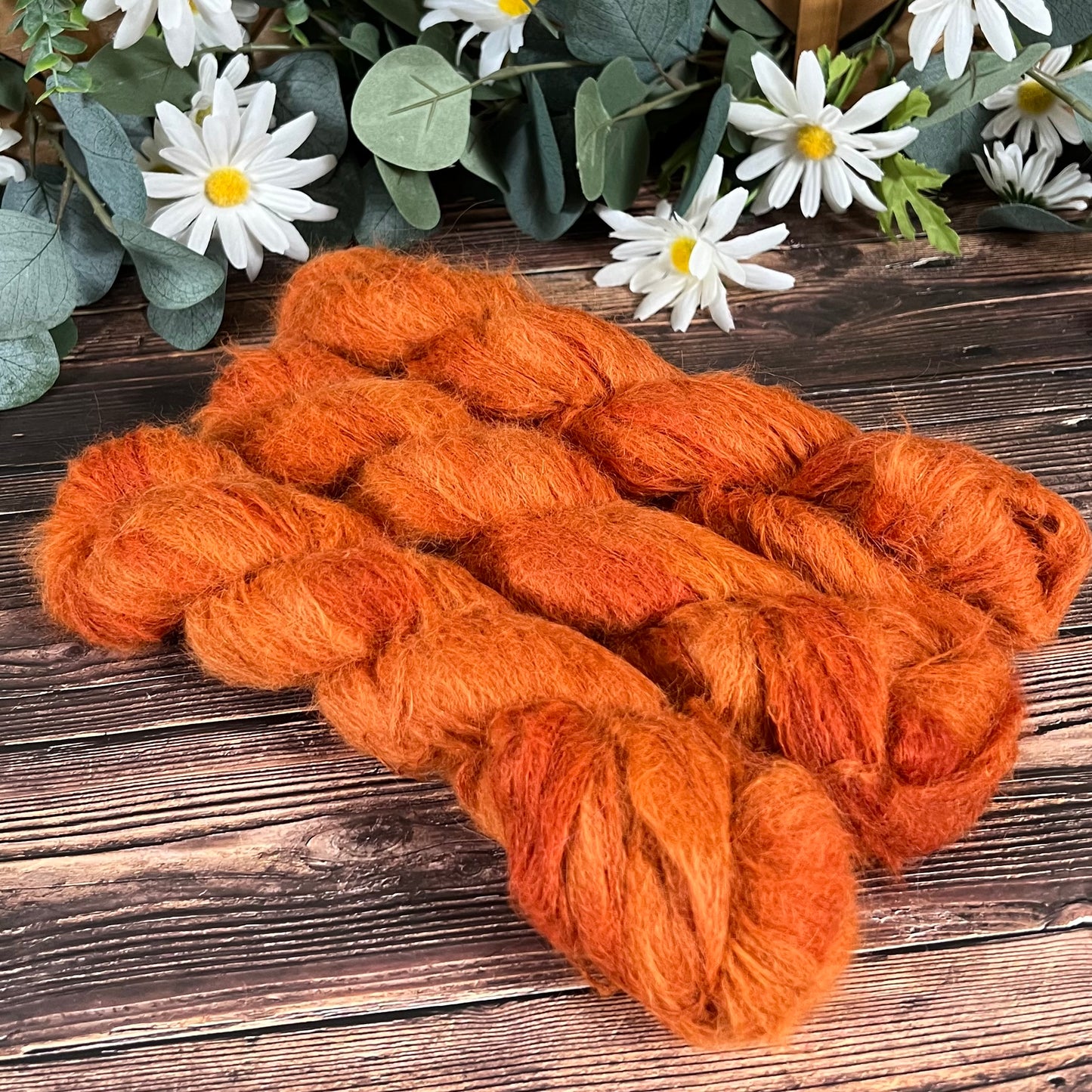 "Pumpkin Spice" Suri Alpaca Hand-dyed Yarn