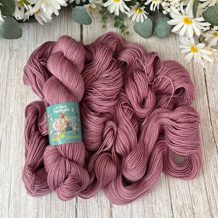 "Dusty Rose" Deluxe Sparkle Fingering Hand-dyed Yarn