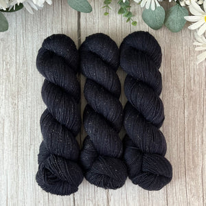 "Onyx" Deluxe Sparkle Fingering Hand-dyed Yarn